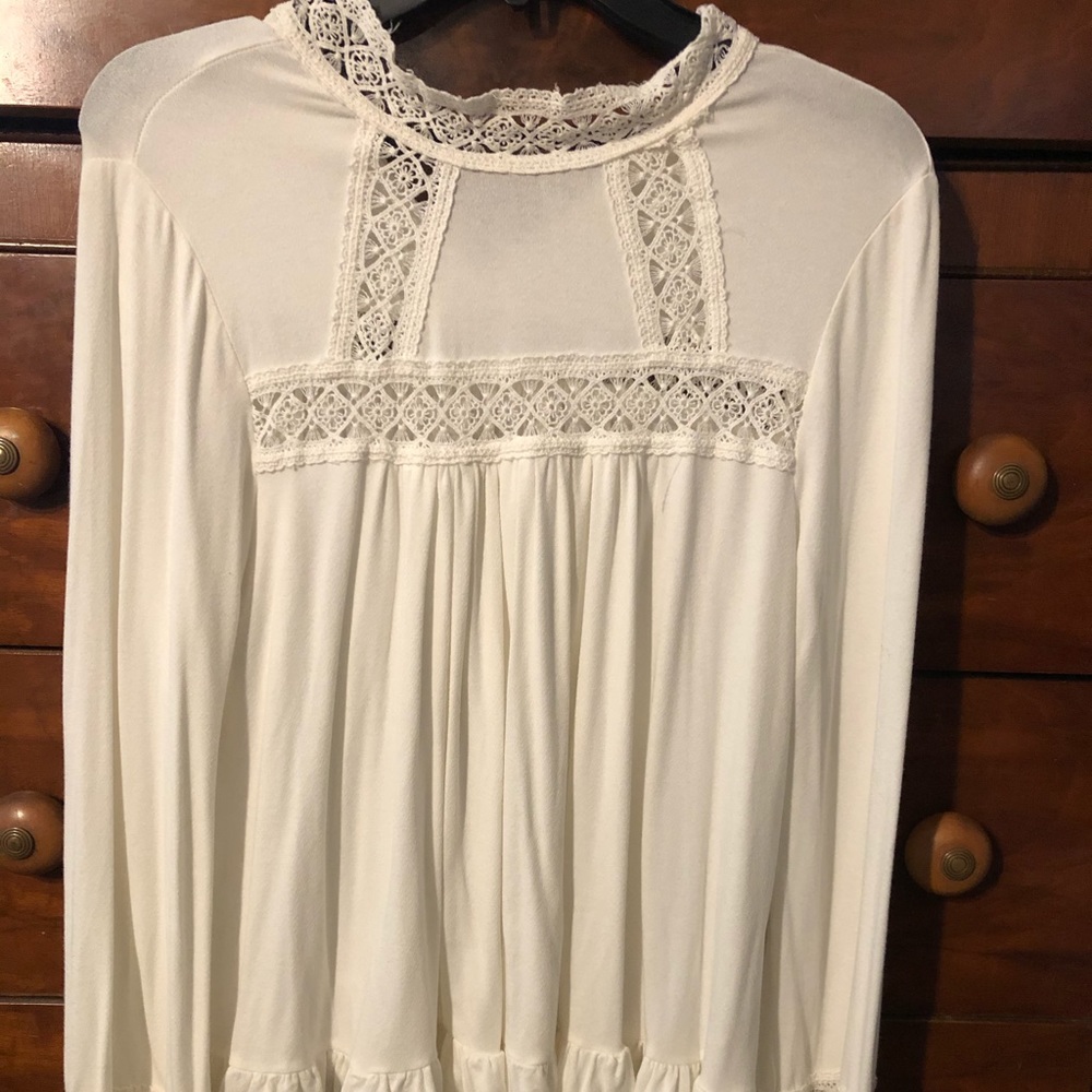 Anthropologie Eri + Ali White Long Sleeve Blouse